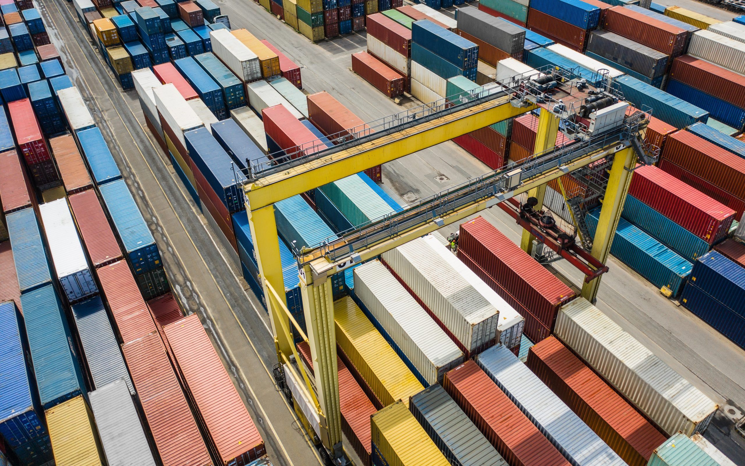 Aerial view of container terminal