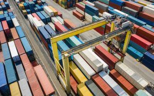 Aerial view of container terminal